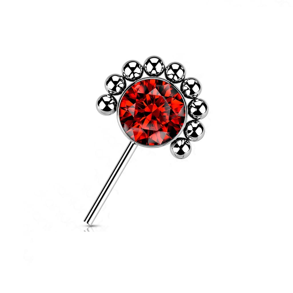 Push-In Aufsatz Silber Zirkonia Opal Titan Grade 23 Piercing Mehrfarbig 6,35mm Groß Ohrstecker Labret Stud Nipple Straight Barbell