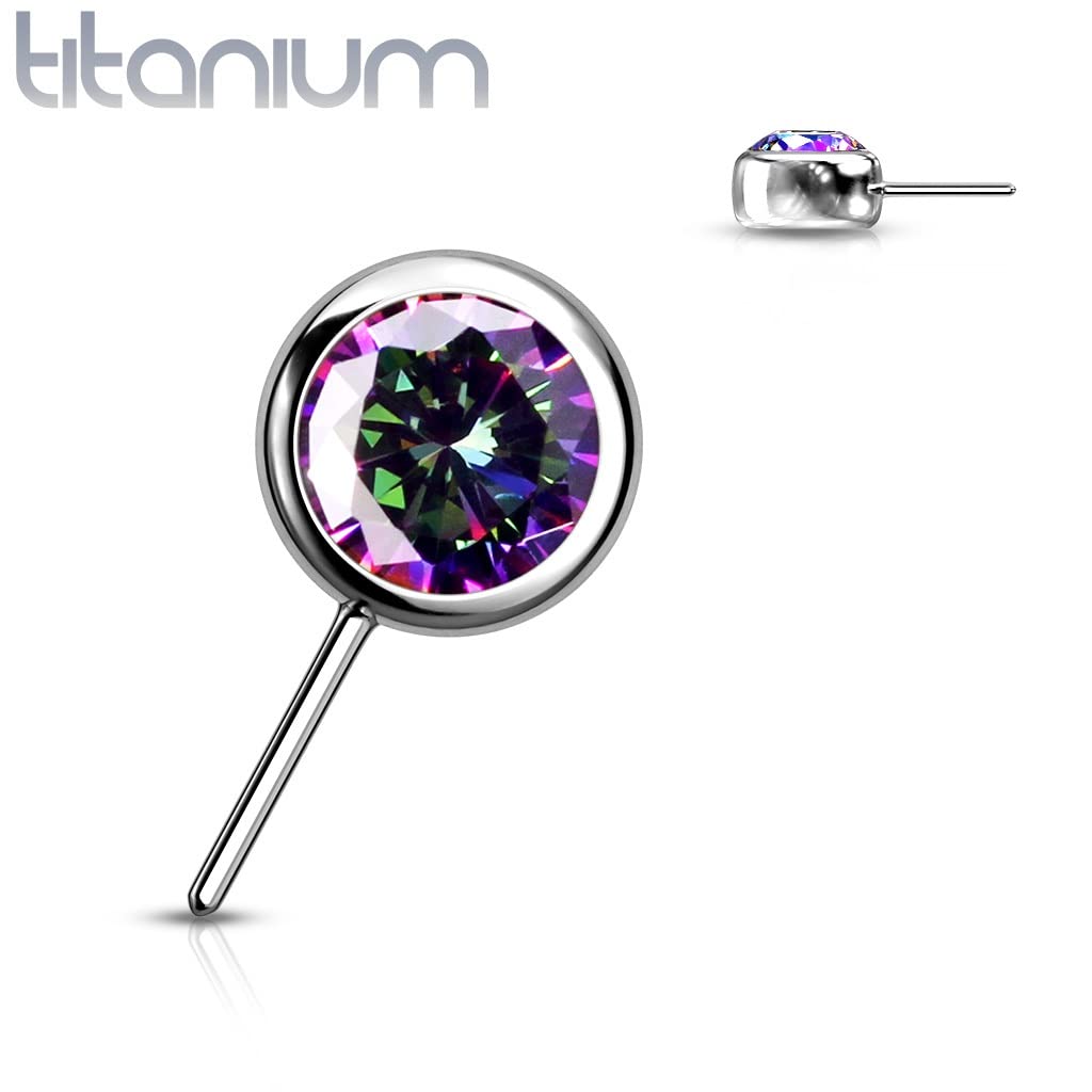 Push-In Aufsatz Zirkonia Titan Grade 23 Piercing Set Mehrfarbig 3mm 4mm 5mm 6mm Stein Ohrstecker Labret Nipple Straight Barbell