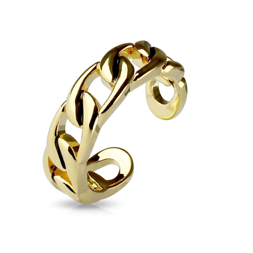 Ring Damen Verstellbar Kettenglieder Gold Silber 316L Chirurgenstahl Zehenring Mittelring Partnerring Offen