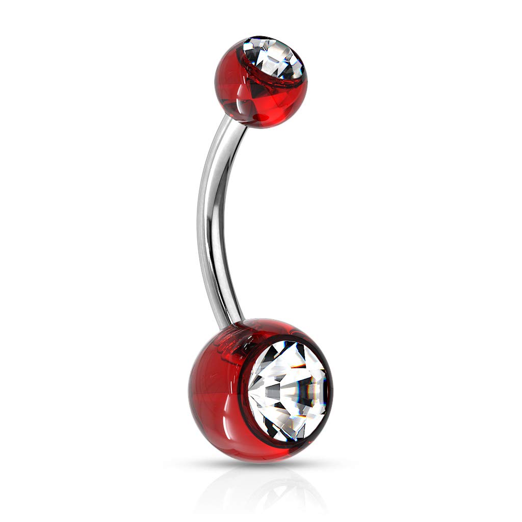 Bauchnabelpiercing Chirurgenstahl Silber Kugel Zirkonia Set viele Farben Banane Bauchpiercing Bananabell Bauchpiercing 11mm Stablänge