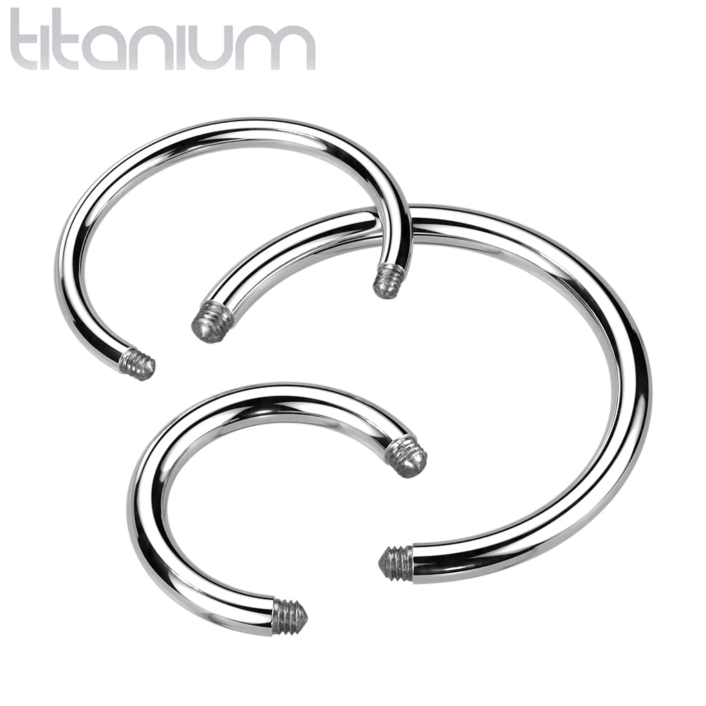 Paula & Fritz® Piercing Ersatz-Stab Hufeisen Titan-IUM Grade 23 Außen-Gewinde 1,2-mm 1,6-mm Stärke Kombinierbar Circular Barbell Gebogen Septum-Piercing