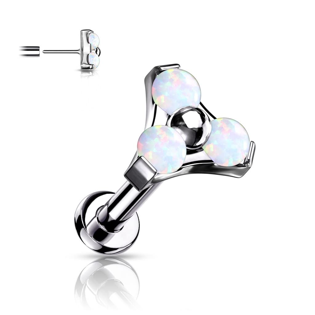 Push-In Labret Piercing Triangle Opal Titan Grade 23 Piercing Set 0,8mm 1mm 1,2mm Stabdicke Madonna Medusa Monroe Tragus Helix