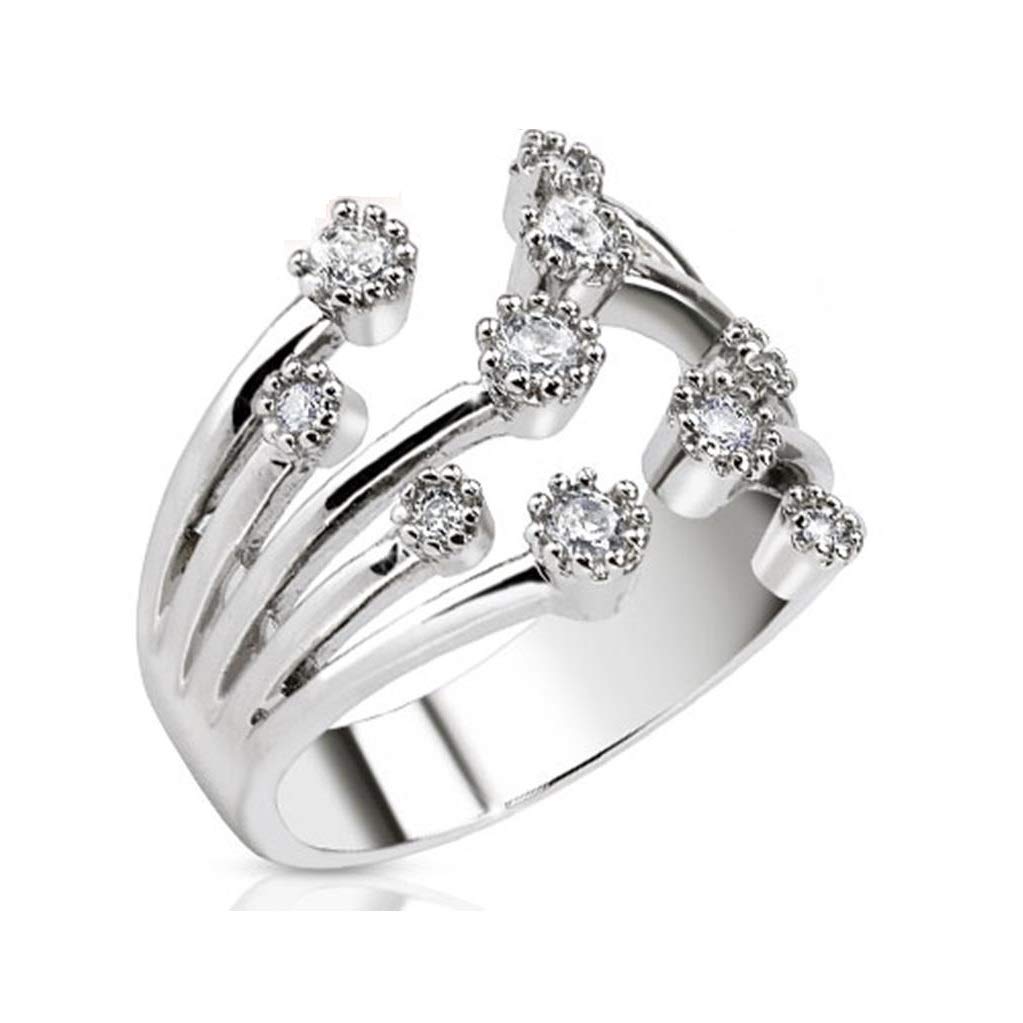 Ring Damen Verstellbar Zirkonia Klar Silber 316L Chirurgenstahl Zehenring Mittelring Partnerring Freundschaftsring Einstellbarer-Ring