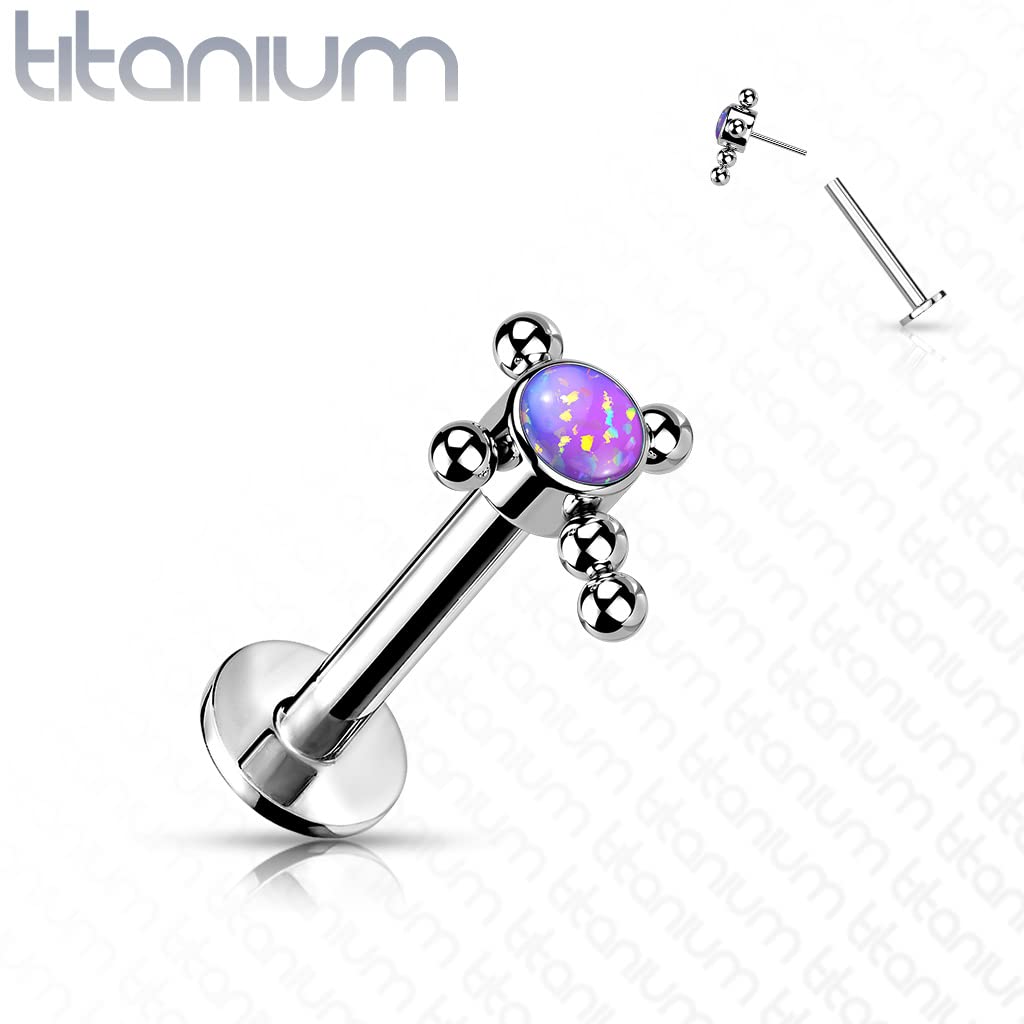 Push-In Labret Piercing Kreuz Zirkonia Opal Titan Grade 23 Kugel Piercing Set Mehrfarbig 0,8mm 1mm 1,2mm Stabdicke Madonna Medusa