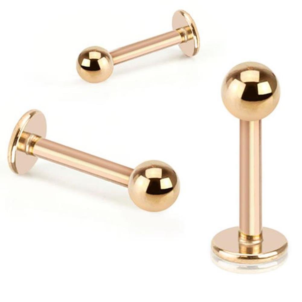 Labret Piercing Rosegold Lippenpiercing Stecker Ohr Damen Herren Tragus Conch Kugel Stab Chirurgenstahl viele Größen
