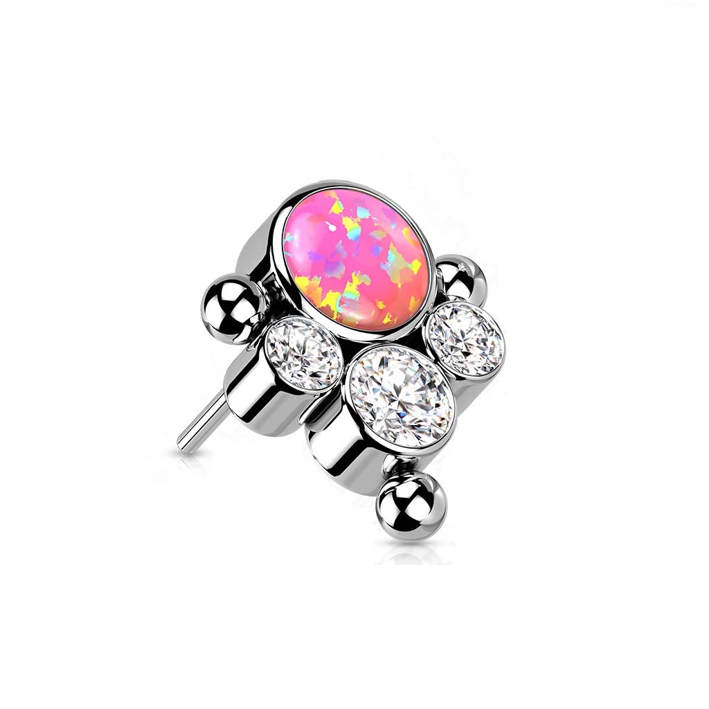 Push-In Aufsatz Zirkonia Opal Titan Grade 23 Piercing Set Mehrfarbig 8,39mm Lang Ohrstecker Labret Stud Nipple Straight Barbell