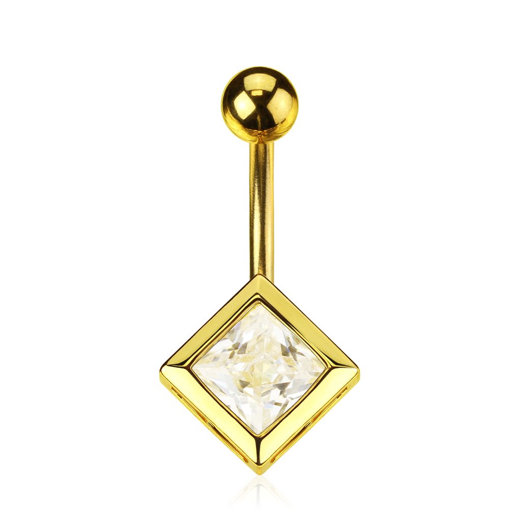 Bauchnabelpiercing Edelstahl Chirurgenstahl 316L Gold Zirkonia Banane Bauchpiercing Bananabell Nabelpiercing Glänzend