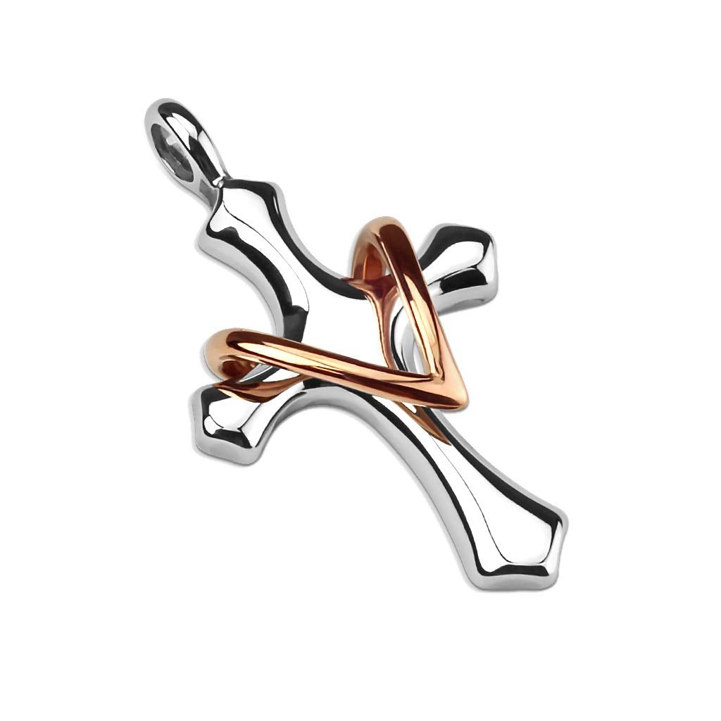 Kettenanhänger Kreuz Add On Herz 316L Chirurgenstahl SilberRose HalsKettenanhänger Pendant Damenkettenanhänger HerrenKettenanhänger - Paula & Fritz