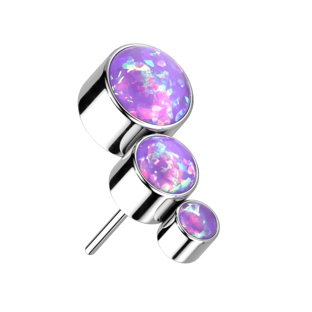Push-In Aufsatz Halb-Mond Synthetischer Opal Titan Grade 23 Piercing Set Mehrfarbig 8,8mm Ohrstecker Labret Stud Nipple Straight