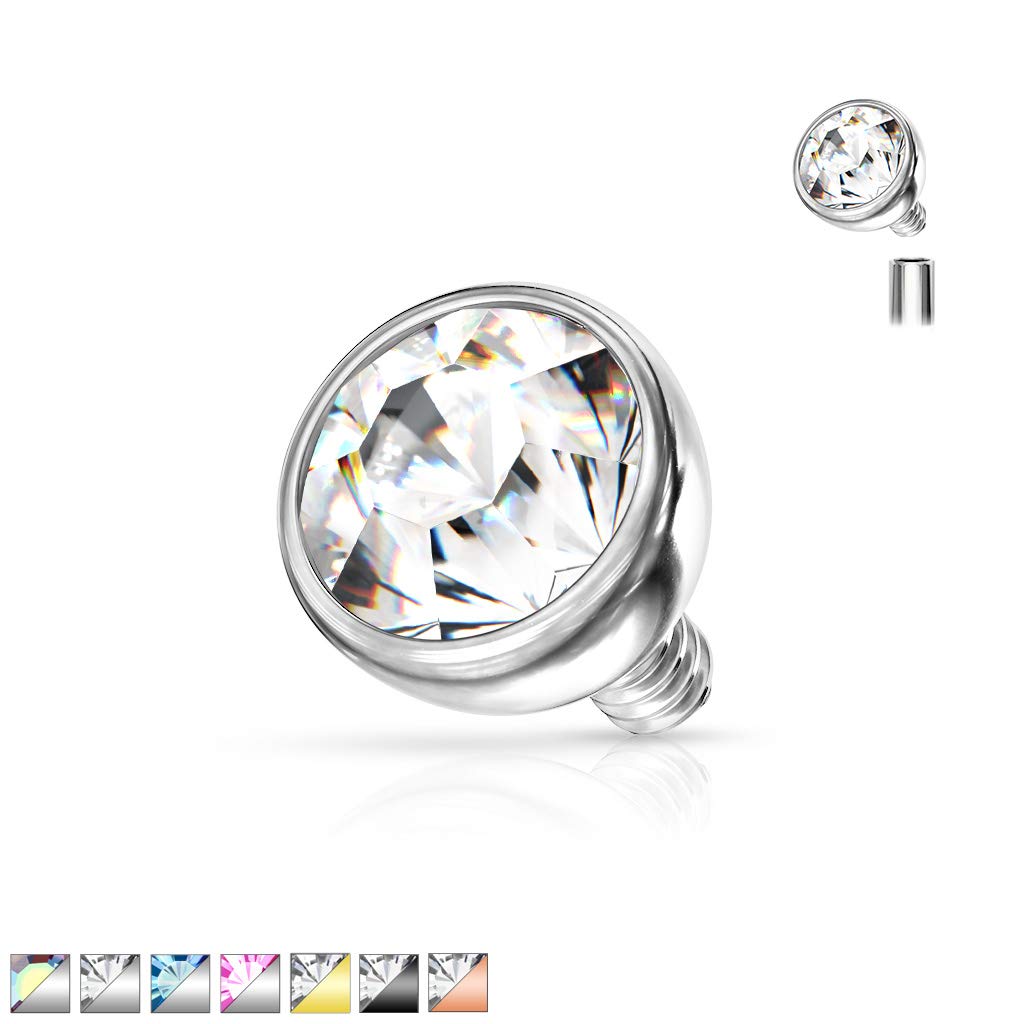 Dermalaufsatz Anchor Kristall viele Farben Größen und Stärken 316L Chirurgenstahl HautAnker Skin Diver Implantat Kugel