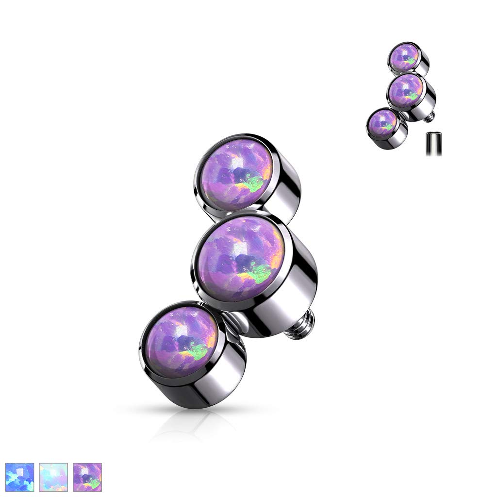 Dermalaufsatz Anchor 3 Opale Halbmond viele Farben 316L Chirurgenstahl HautAnker Skin Diver Implantat Kugel Bodypiercing
