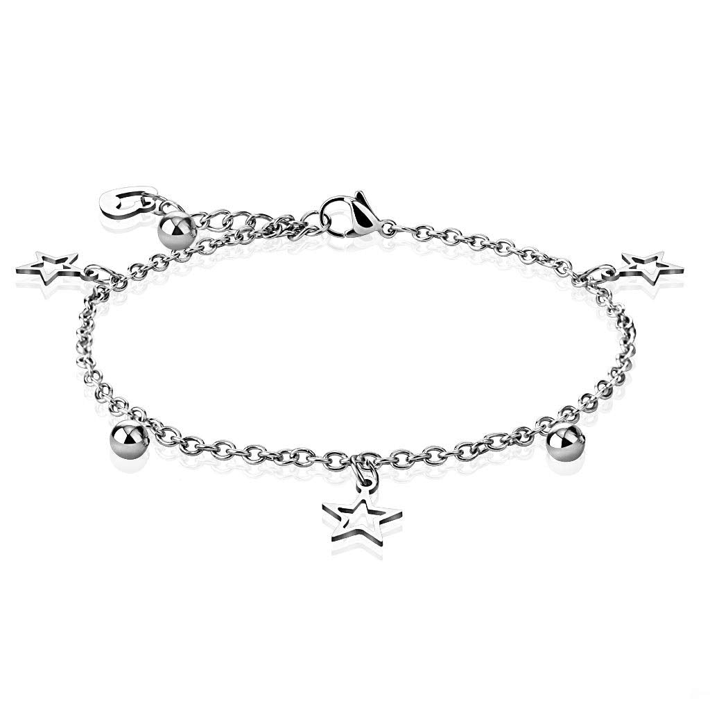 Armband Damen Silber Charms Anhänger 316L Chirurgenstahl 235mm Bettelarmband Armkettchen Armschmuck Fußkette Fußkettchen