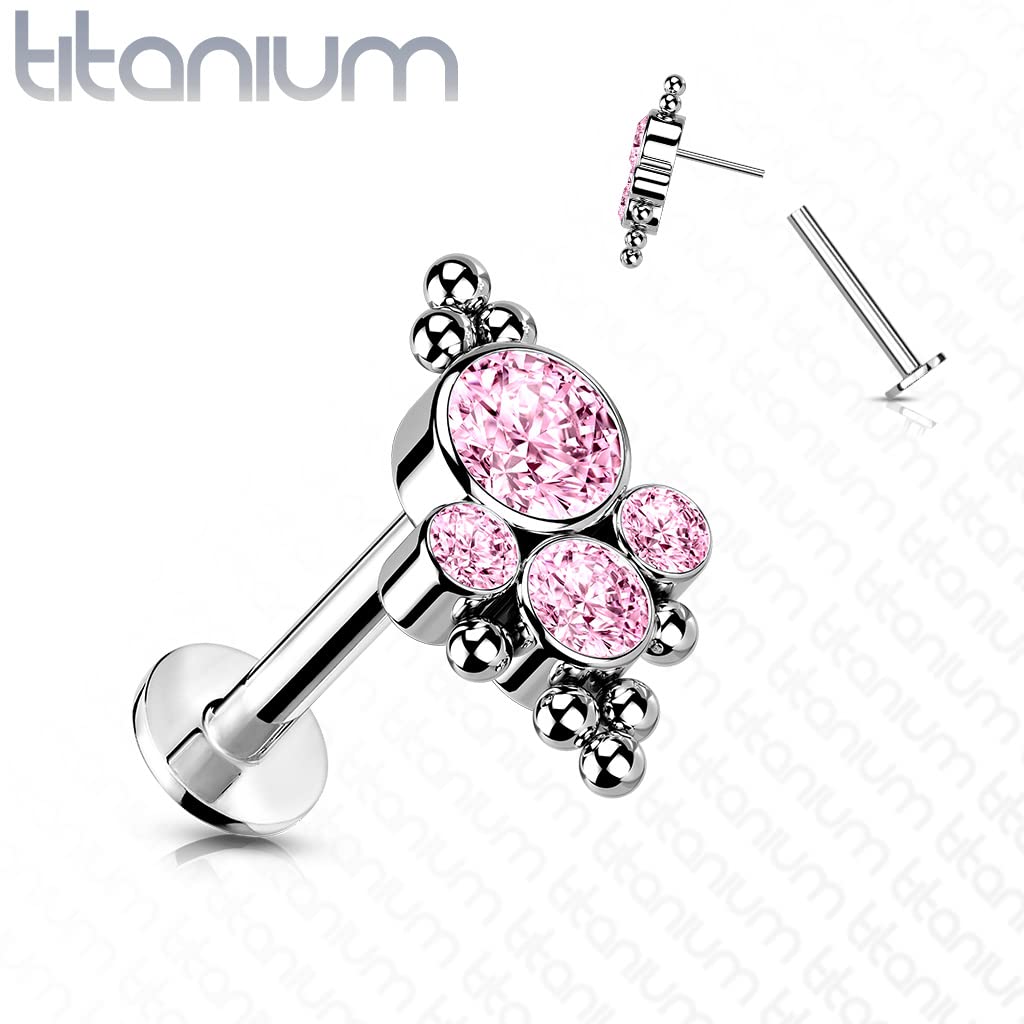 Push-In Labret Piercing Tatze Zirkonia Titan Grade 23 Kugel Piercing Set Mehrfarbig 6mm 8mm Stablänge Madonna Medusa Monroe