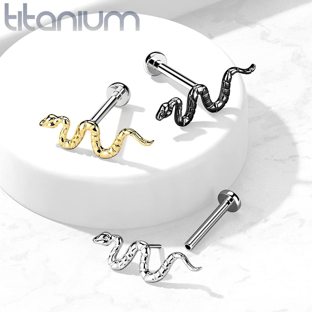 Push-In Labret Piercing Schlange Titan Grade 23 Kugel Piercing Set Mehrfarbig 1mm 1,2mm Stabdicke Madonna Medusa Monroe