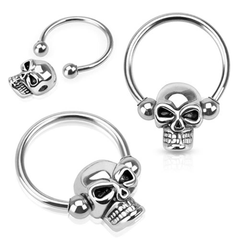 Curved Barbell Ring Brustpiercing Nippelpiercing Augenbrauenpiercing Totenkopf Edelstahl Chirurgenstahl 316L