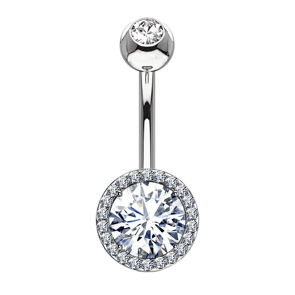 Bauchnabelpiercing Runder Zirkonia Umrandet 316L Chirurgenstahl Banane Bauchpiercing Bananabell Nabel-Piercing Gold Silber Roségold