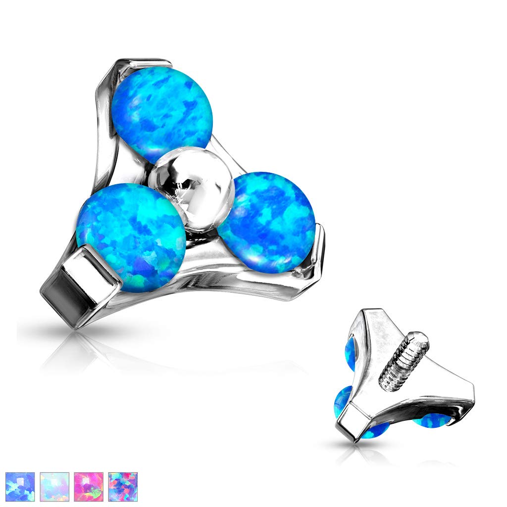 Dermalaufsatz Anchor Dreieck Opal viele Farben und Stärken 316L Chirurgenstahl HautAnker Skin Diver Implantat Kugel Bodypiercing