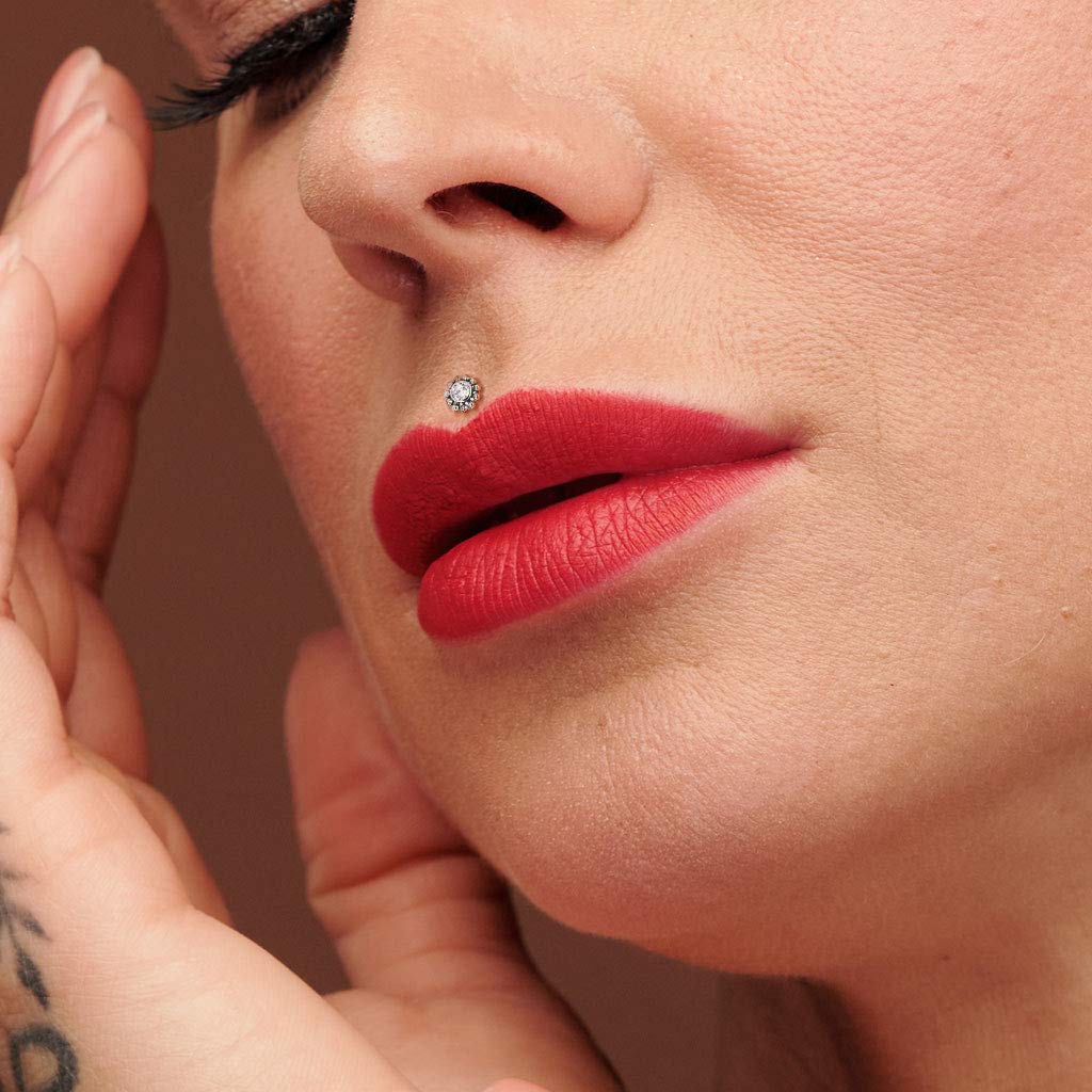 Push-In Labret Piercing Zirkonia Titan Grade 23 Kugel Piercing Set Mehrfarbig 1mm 1,2mm Stabdicke Madonna Medusa Monroe Tragus