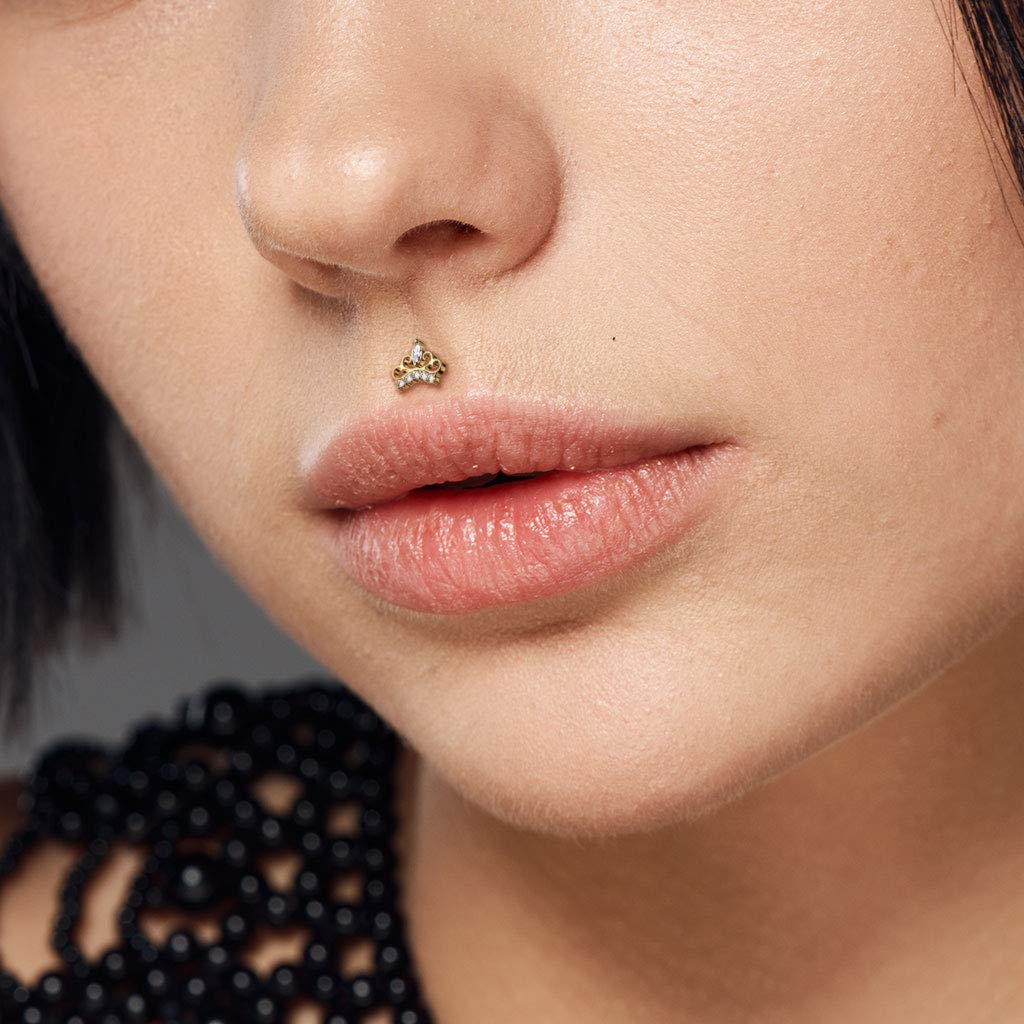 Push-In Labret Piercing Krone Zirkonia Klar Chirurgenstahl 316L Set Mehrfarbig 1mm 1,2mm Stabstärke Madonna Medusa Ohr-Stecker Labret Stud