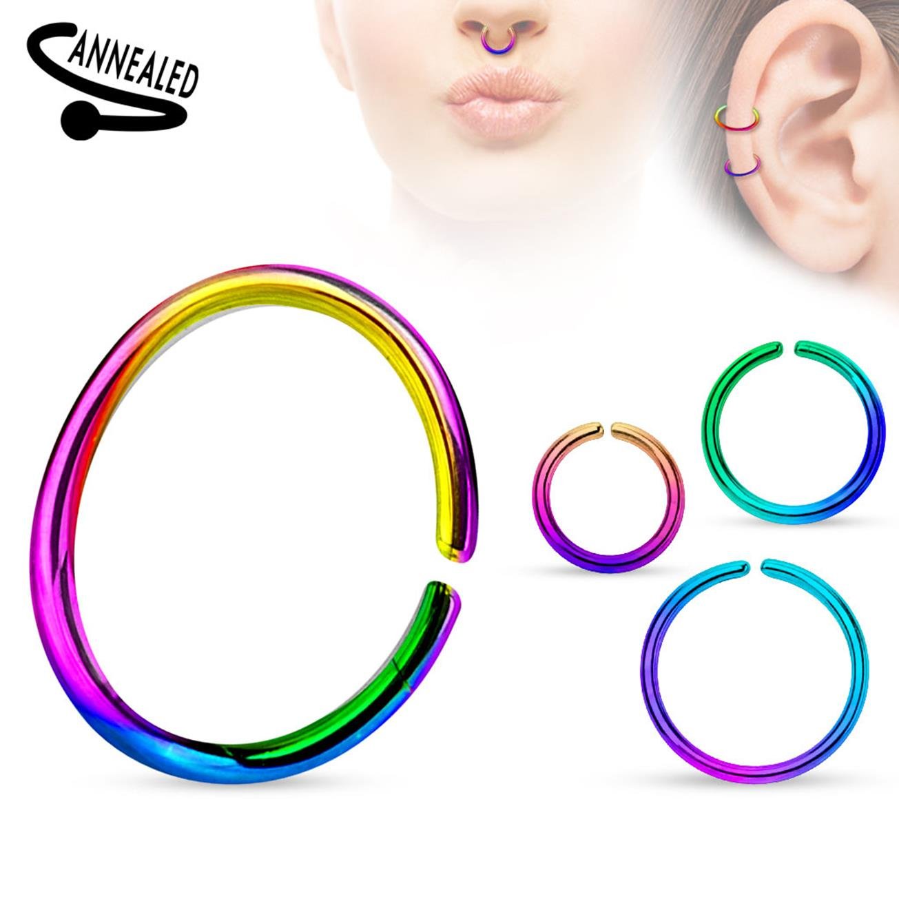 Paula & Fritz® runder biegbarer UNIVERSAL Fake Hoop Ring ALLE GRÖßEN Segmentring Septum Tragus Helix Cartilage Nasen-Piercing Ohrklemme Nostril Chirurgenstahl Titan
