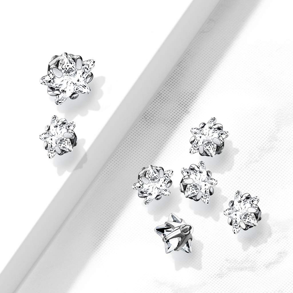 Dermalanchor Aufsatz Stern-Zirkonia 316L Chirurgenstahl Verschiedene Größen und Gewindestärken Hautanker Skin Diver Implantat Kugel