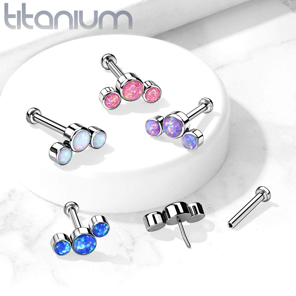 Push-In Labret Piercing Opal Titan Grade 23 Kugel Piercing Set Mehrfarbig 1mm 1,2mm Stabdicke Madonna Medusa Monroe Tragus
