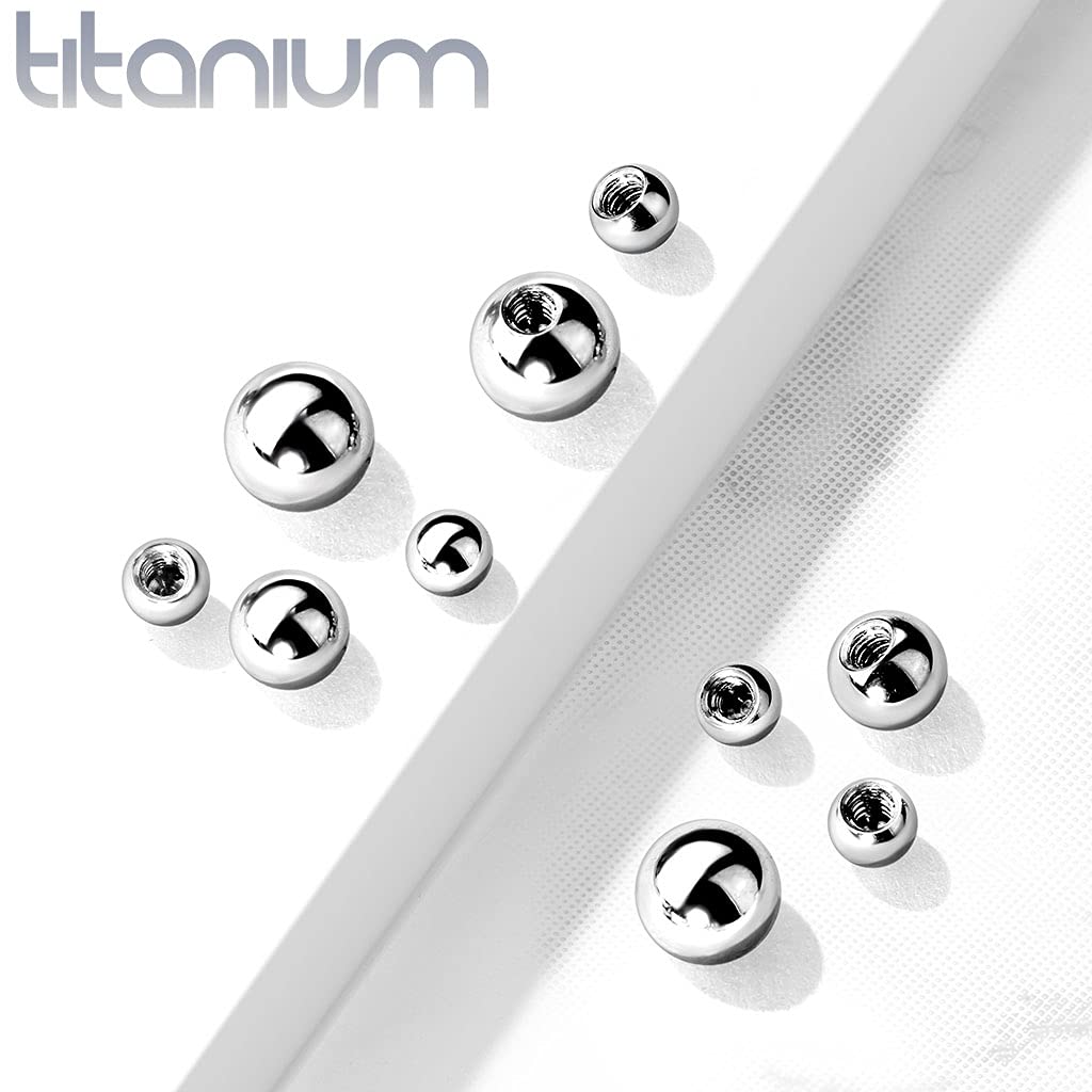 Paula & Fritz® Piercing Ersatz-Kugel Titan-IUM Grade 23 Innengewinde 1,2-mm 1,6-mm Stärke Kombinierbar Mehrfarbig Barbell Labret Stud Surface
