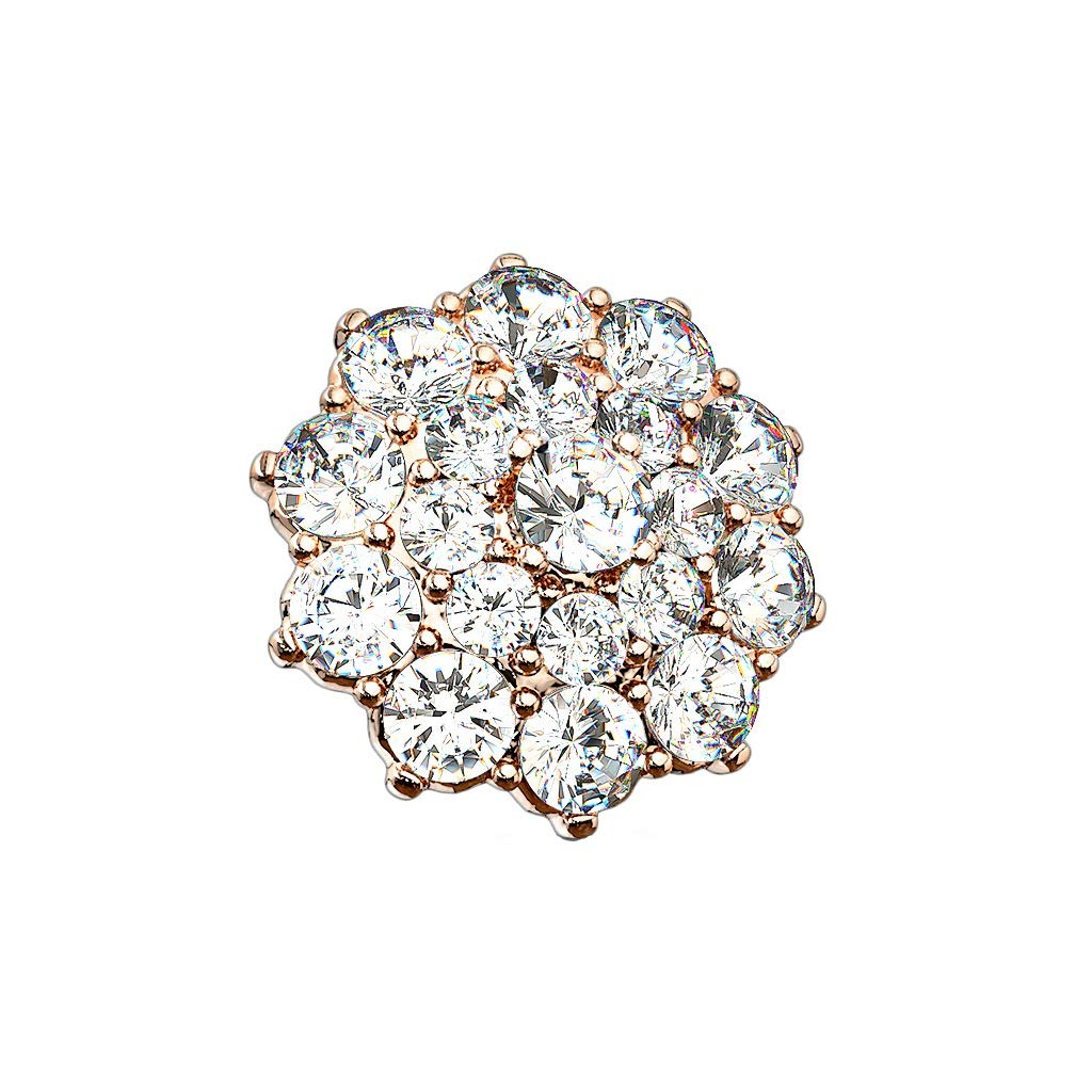 Dermalanchor Aufsatz Hautanker Implantate Transdermal Microdermal Top Silber gelb-Gold rosé-Gold Dahlien-blüte Zirkonia Clear Edelstahl Chirurgenstahl 316L