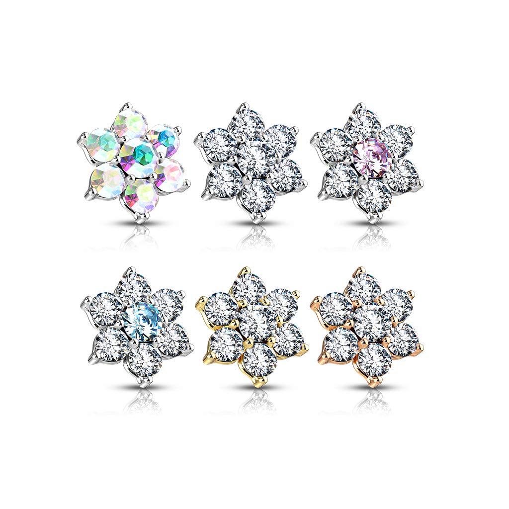 Dermal Anchor Aufsatz Anchor Blume Zirkonien 316L Chirurgenstahl viele Farben Hautanker Skin Diver Implantat Bodypiercing Kugel Blüte