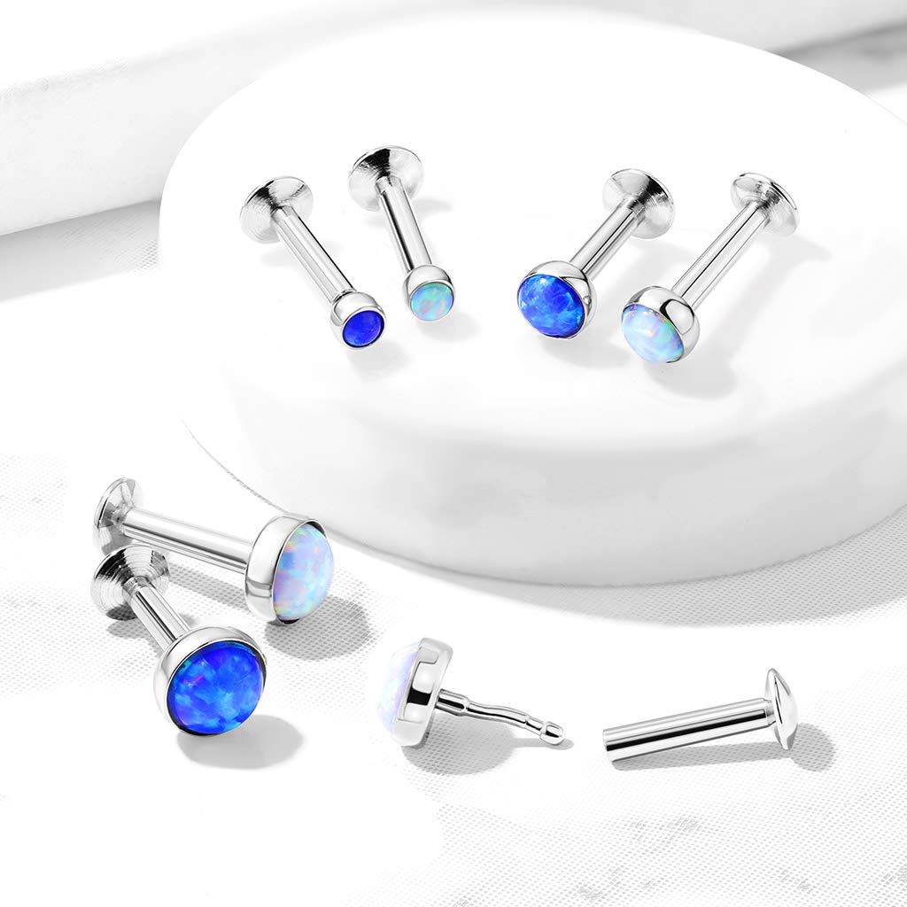 Push-In Labret Piercing Kugel Opal Chirurgenstahl 316L Ball Set 0,8mm 1mm 1,2mm Stabdicke Madonna Medusa Monroe Helix Tragus Dahlia