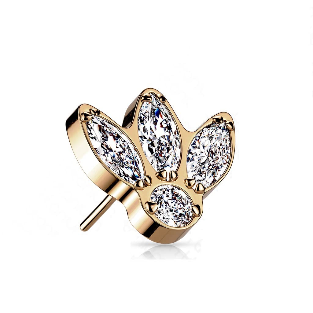 Push-In Aufsatz Blüte Zirkonia Titan Grade 23 Piercing Set Mehrfarbig 7,4mm Ohrstecker Labret Stud Nipple Straight Barbell