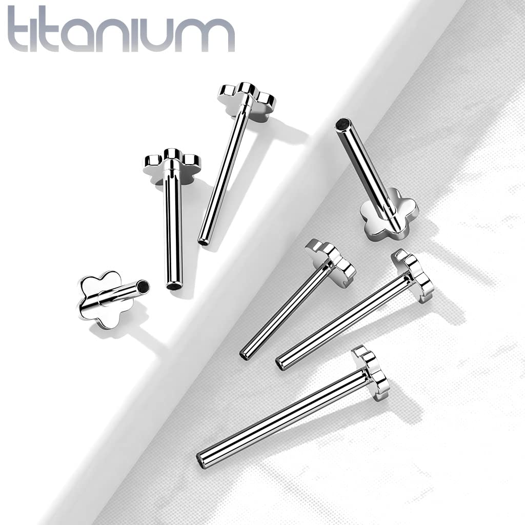 Push-In ERSATZ Labret Stud Stab Silber Titan Grade 23 Gewindelos Kombinierbar Threadless Pressfit Blütensockel Madonna Medusa Monroe