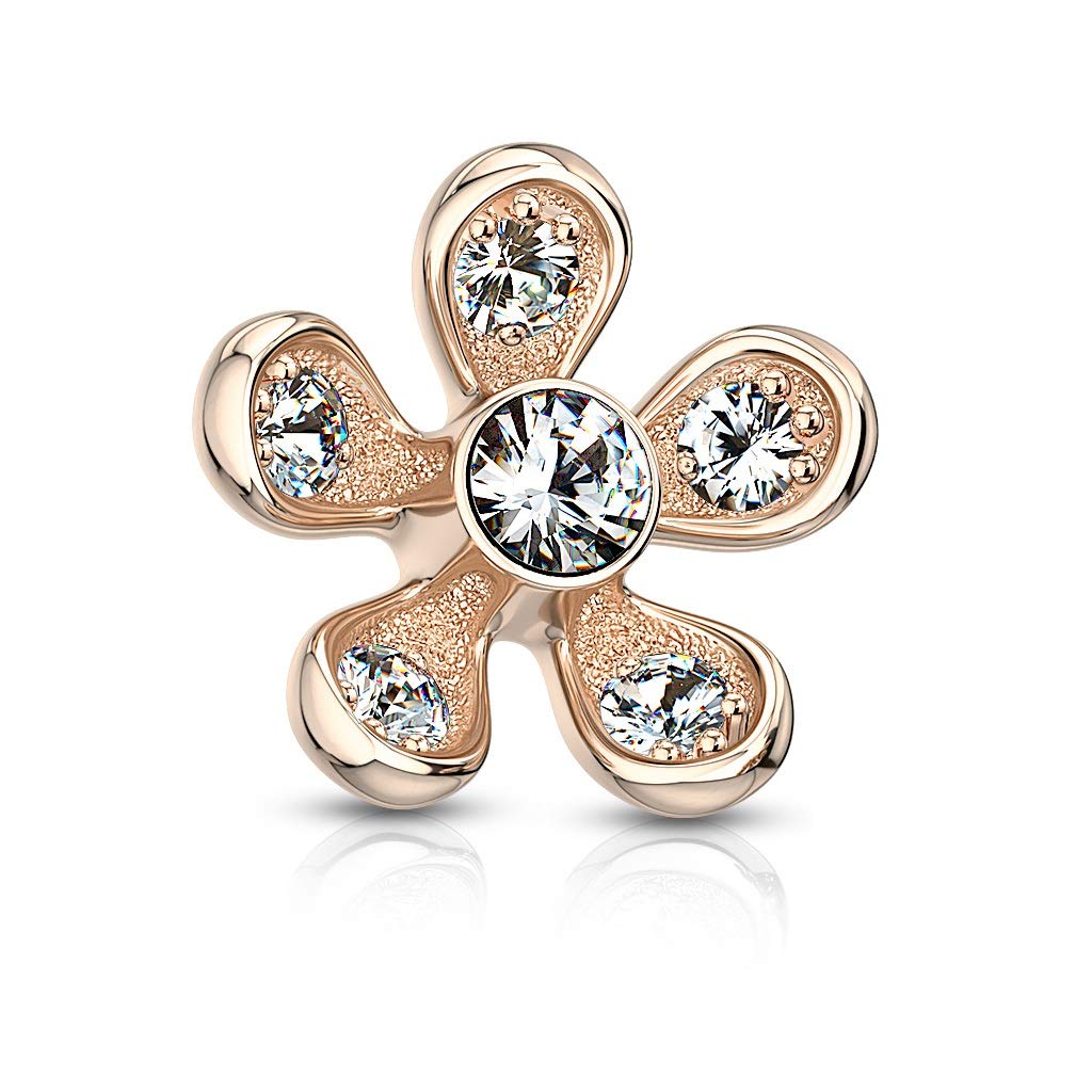 Dermalanchor Aufsatz Zirkonia Blüte 316L Chirurgenstahl viele Farben Hautanker Skin Diver Implantat Kugel Blume Flower