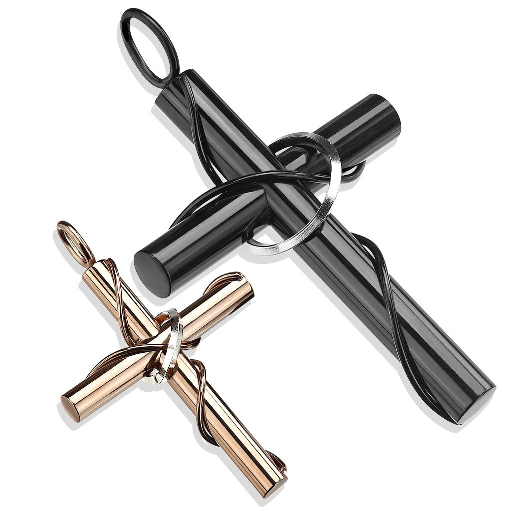 Kettenanhänger Kreuz Paar 316L Chirurgenstahl Schwarz Rose HalsKettenanhänger Pendant Damenkettenanhänger HerrenKettenanhänger