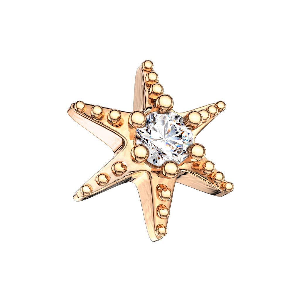 Dermal Anchor Aufsatz Hautanker Implantate Transdermal Microdermal Top Silber gelb gold rosé Stern Zirkonia Clear Edelstahl Chirurgenstahl 316L - Paula & Fritz