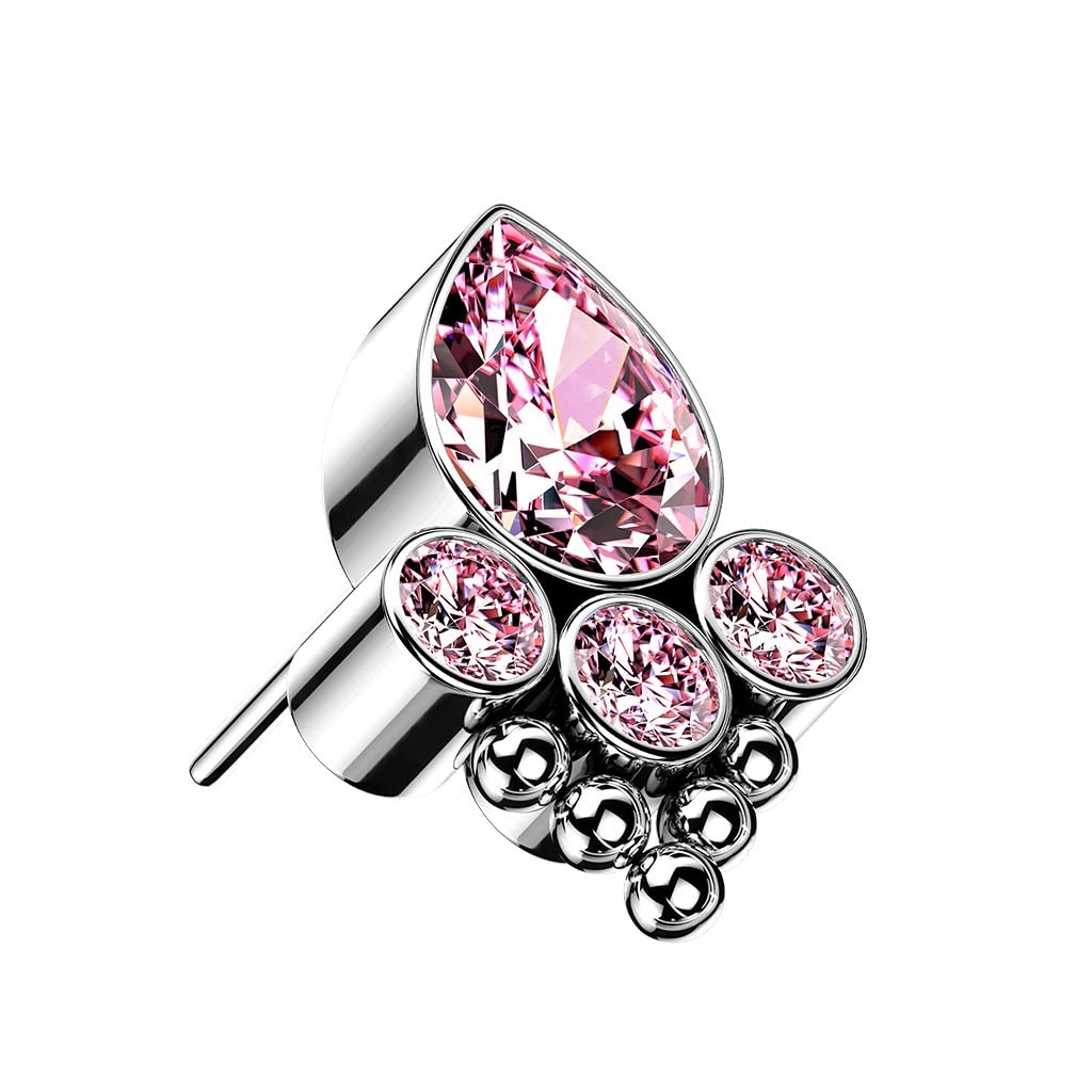 Push-In Aufsatz Silber Zirkonia Titan Grade 23 Piercing Set Mehrfarbig Ohrstecker Labret Stud Straight Barbell Tier-Pfote Kugel
