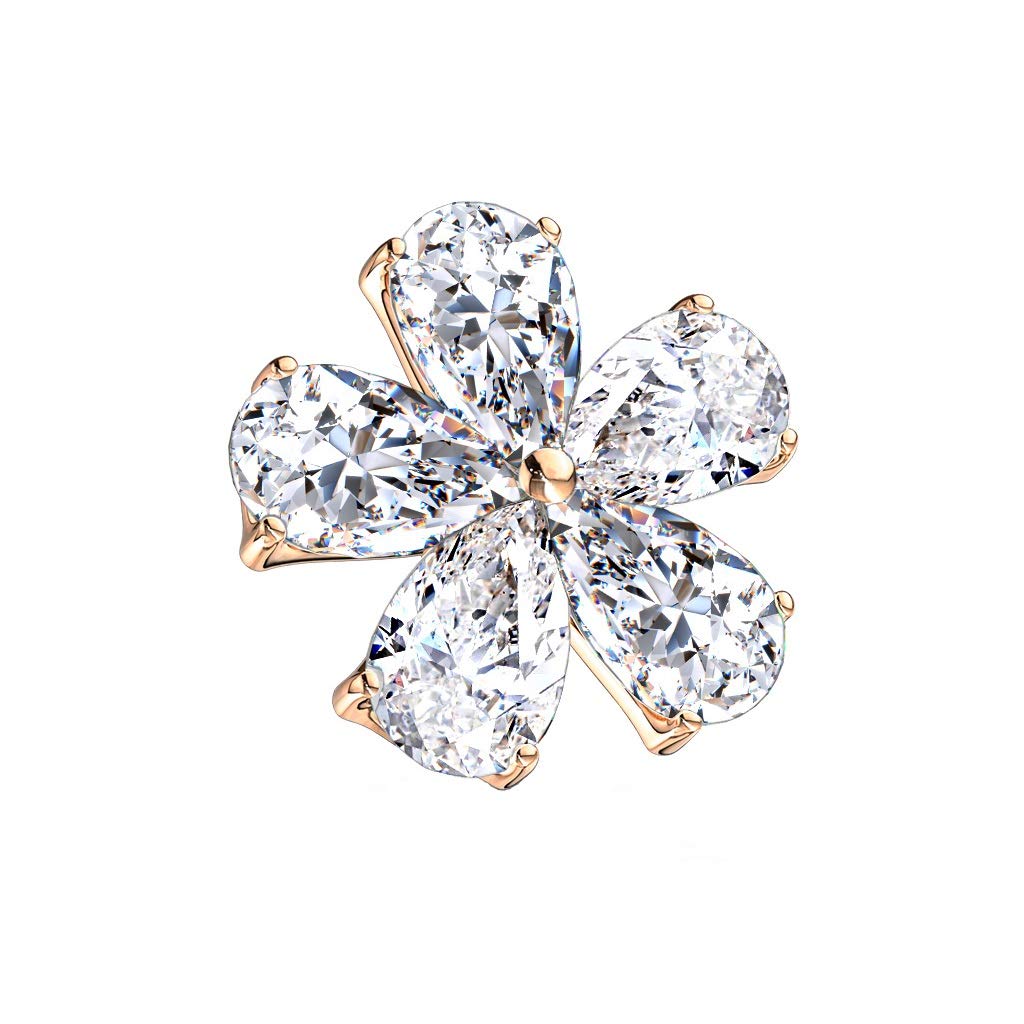 Dermalanchor Aufsatz Hautanker Implantate Transdermal Microdermal Top Silber gelb-Gold rosé fünfteilige Blüte Zirkonia Clear Edelstahl Chirurgenstahl 316L