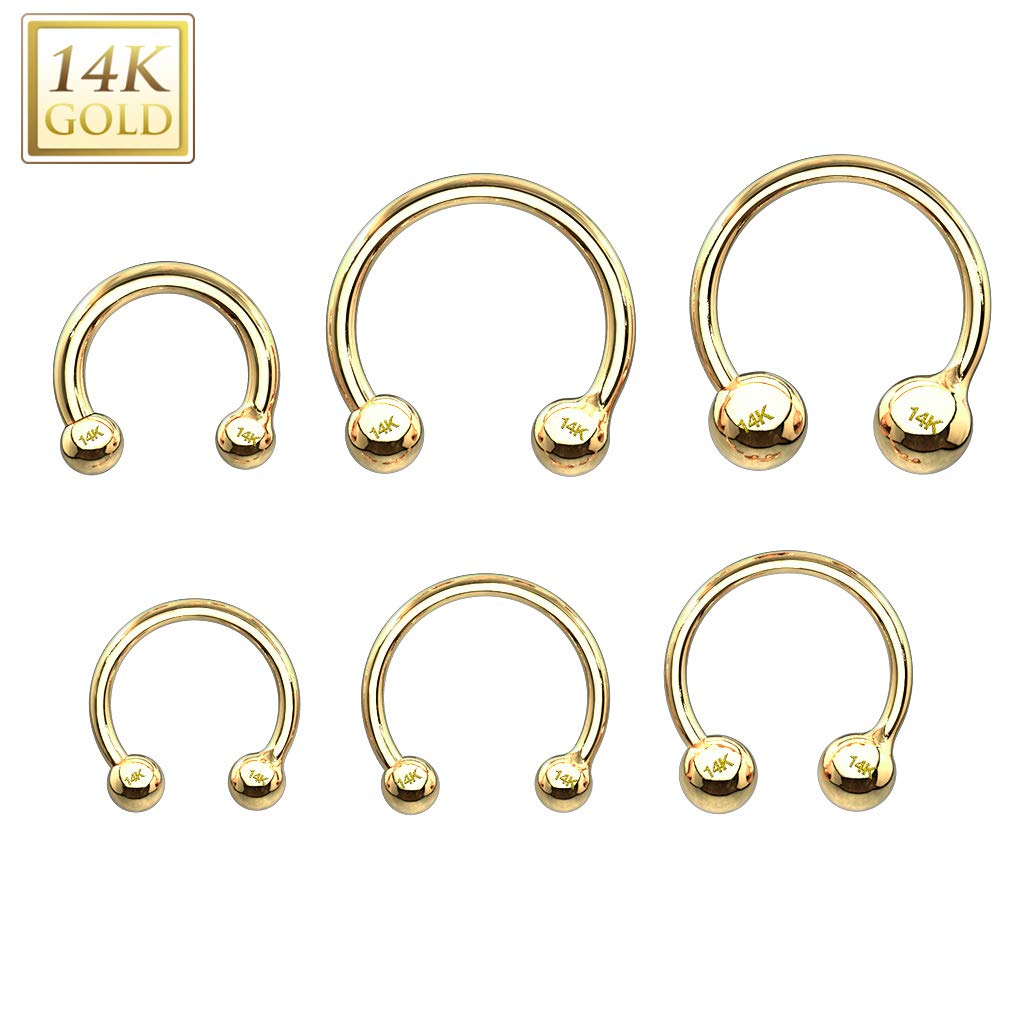 Piercingring Hufeisen 14 Karat Echt-gold Helix Tragus Nostril Conch Lippe Nase Brusteptum Chirurgenstahl Kugeln