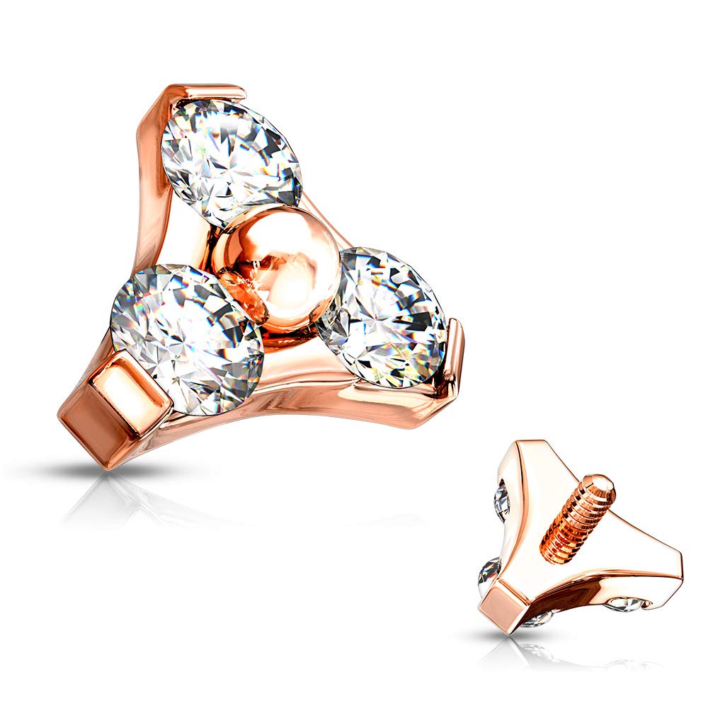 Dermalaufsatz Anchor Dreieck Zirkonia viele Farben und Stärken 316L Chirurgenstahl HautAnker Skin Diver Implantat Kugel Bodypiercing