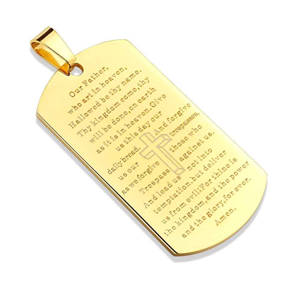 Kettenanhänger Dog Tag Kreuz Vater unser 316L Chirurgenstahl Gold Silber Halskettenanhänger Pendant Herrenkettenanhänger - Paula & Fritz
