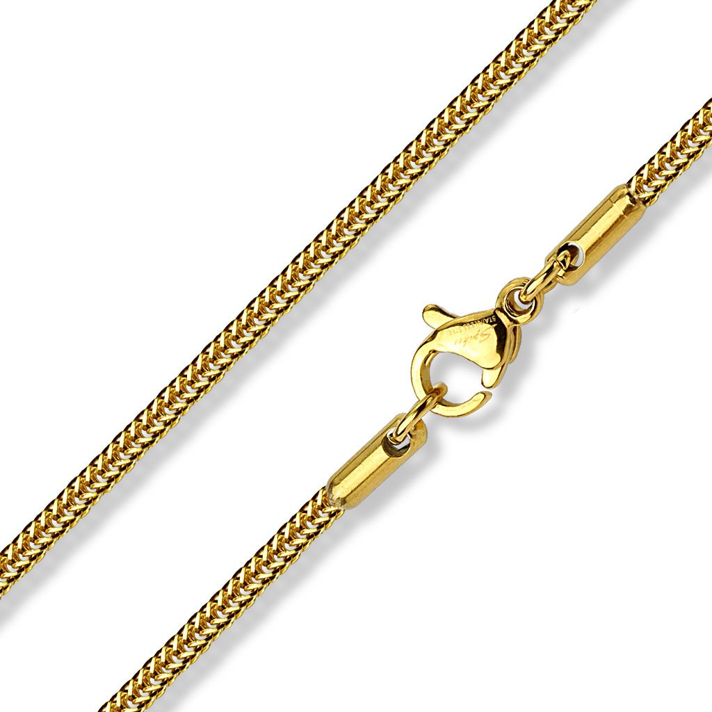 Paula & Fritz® Hals-Kette Damen Edelstahl Silber Gold 1,5-mm Breit viele Längen Herren-Kette Hals-Schmuck Fuchsschwanzkette Frauenketten Männer-Ketten