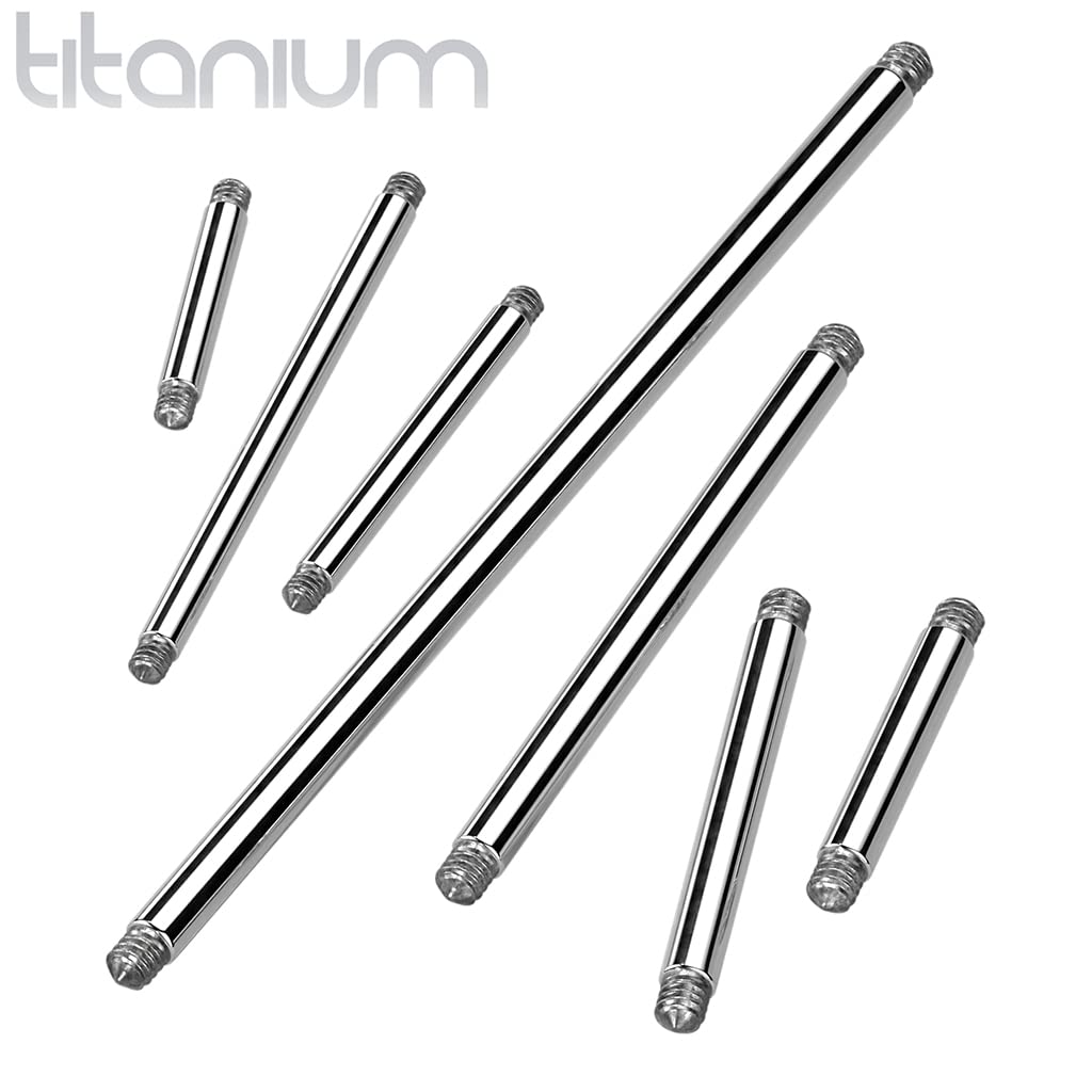 Paula & Fritz® Piercing Ersatz-Stab Titan-IUM Grade 23 Außengewinde 1,2-mm 1,6-mm Stärke Kombinierbar Gerade Barbell Gewinde-Hantel Zungen-Piercing