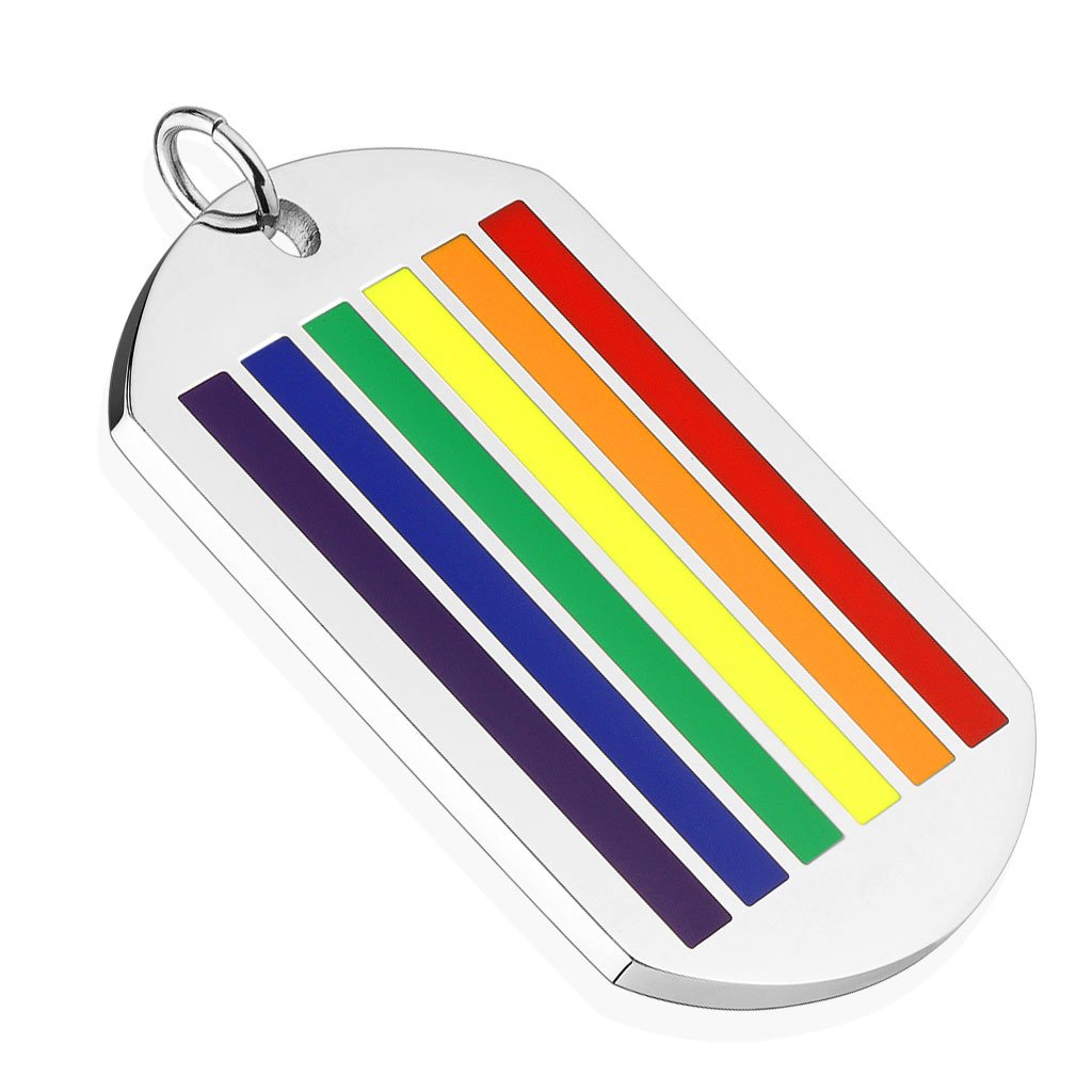 Kettenanhänger Dog Tag RegenbogenFarben LGBT 316L Chirurgenstahl HalsKettenanhänger Pendant HerrenKettenanhänger