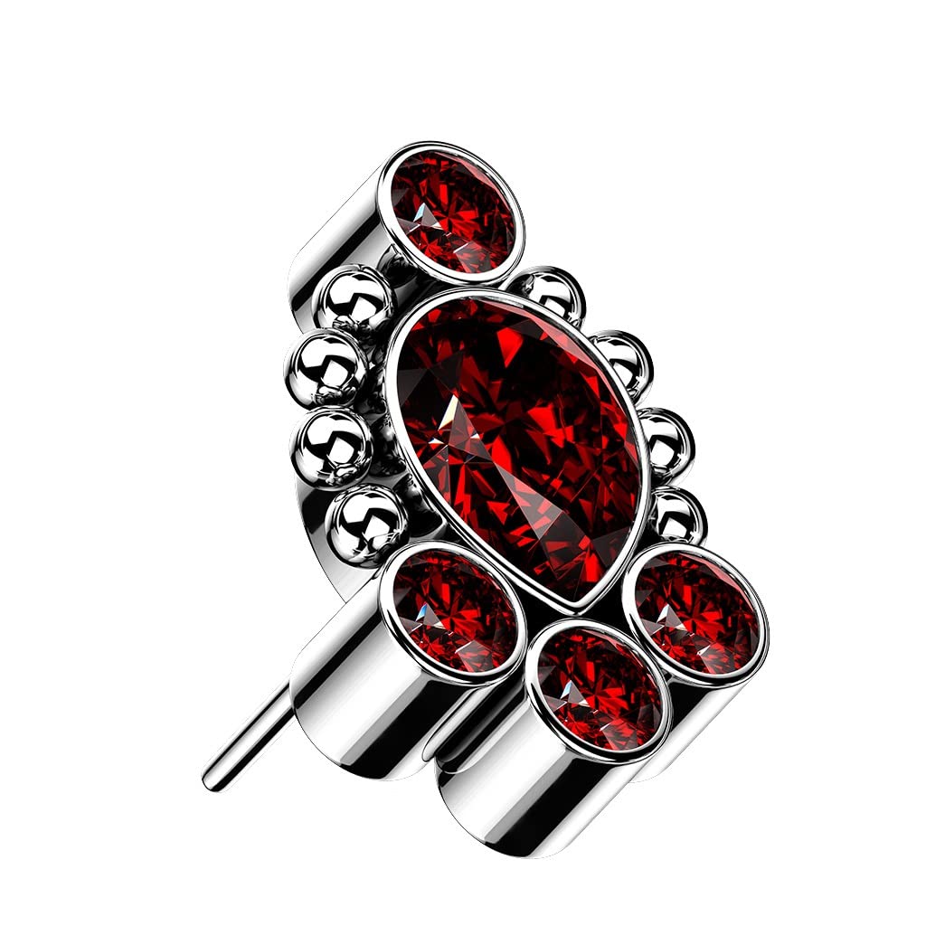 Push-In Aufsatz Silber Zirkonia 6,5mm Lang Titan Grade 23 Piercing Set Mehrfarbig Ohrstecker Labret Stud Straight Barbell Kugel