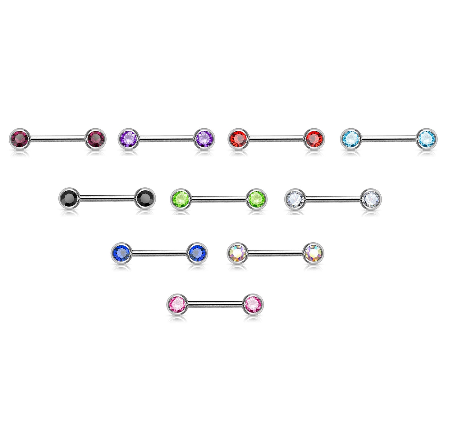 Brustwarzenpiercing 12mm 14mm 16mm lang Brustpiercing Intimpiercing Nippelpiercing Hantel Barbell Zirkonia