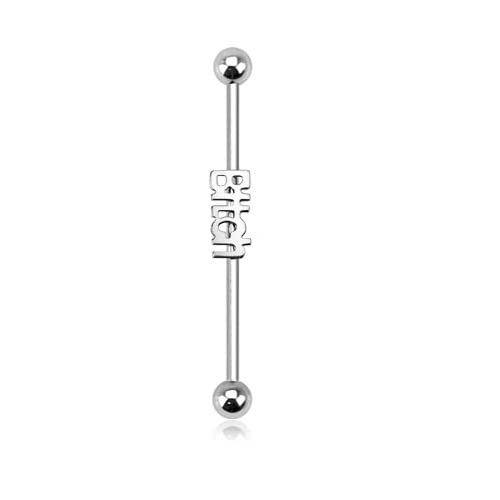 Industrial Ohrpiercing Stab Bitch Chirurgenstahl 38mm Stablänge 1.6mm Stabdicke Silber Barbell Piercings Langhantel