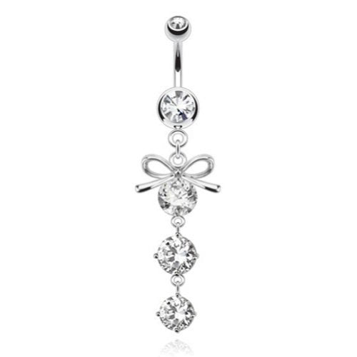 Bauchnabelpiercing Schleife Tropfen-Anhänger Zirkonia lila, farblos, pink 316L Chirurgenstahl Banane Bauchpiercing Bananabell Nabel-Piercing