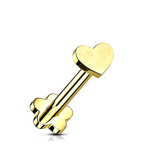 Push-In Labret Piercing Herz Titan Grade 23 Kugel Piercing Set Mehrfarbig 1,2mm Stabdicke Blütensockel Madonna Medusa Monroe