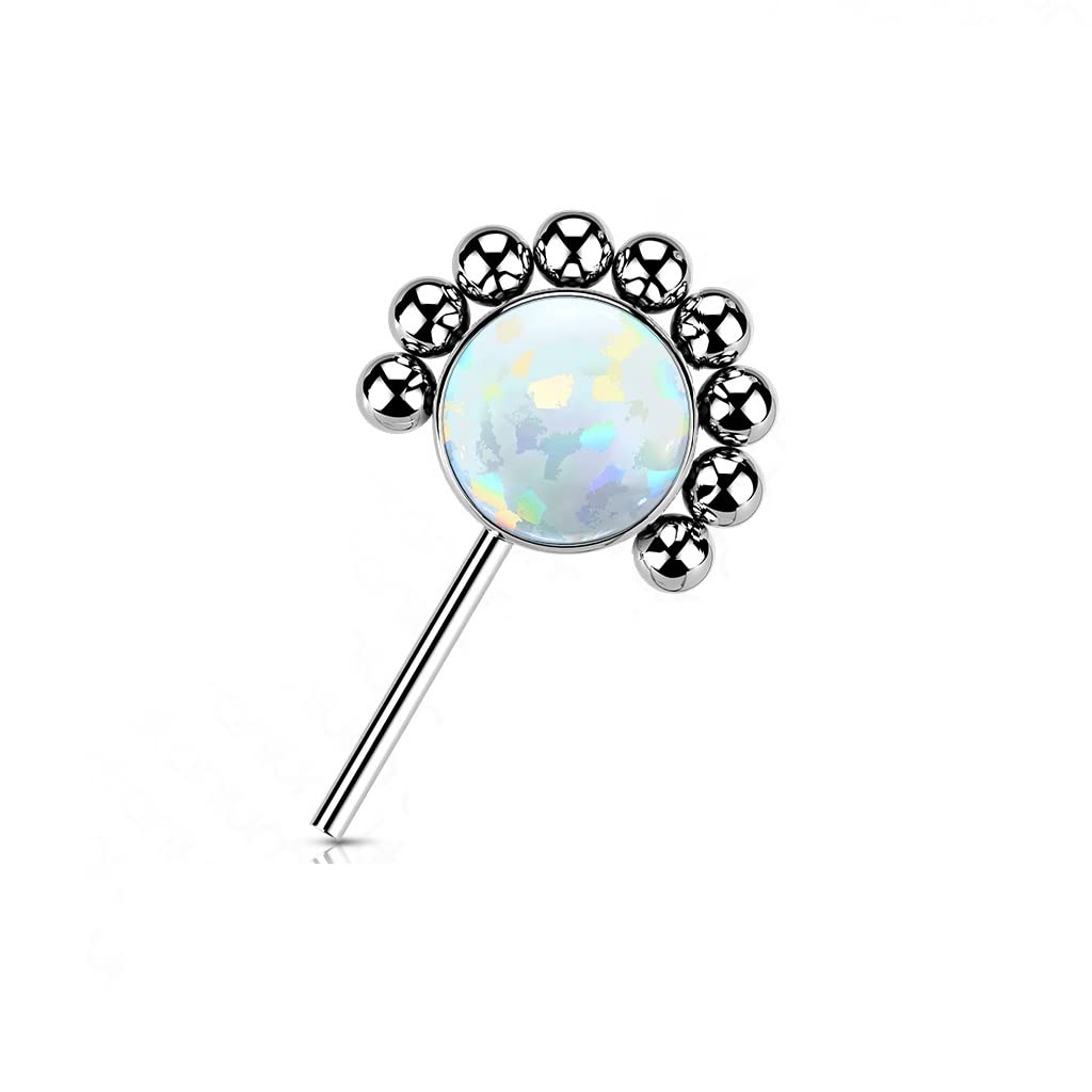 Push-In Aufsatz Silber Zirkonia Opal Titan Grade 23 Piercing Mehrfarbig 6,35mm Groß Ohrstecker Labret Stud Nipple Straight Barbell