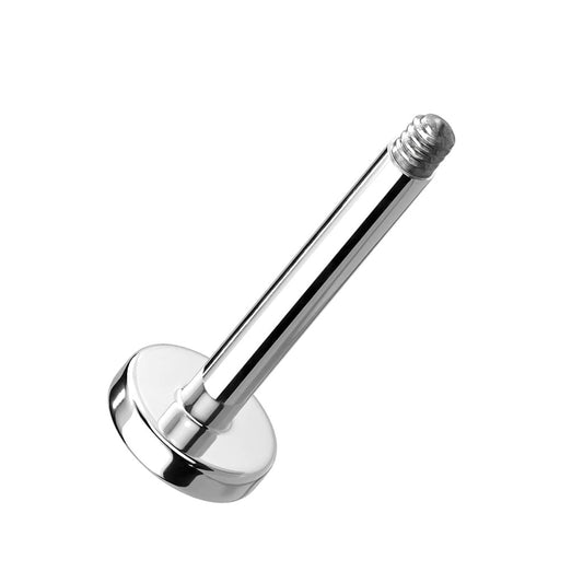 Paula & Fritz® Piercing Ersatz-Stab Labret Stud Titan-IUM Grade 23 Außengewinde 1,2-mm 1,6-mm Stärke Kombinierbar Gerade Platte Gewinde-Hantel Lippe